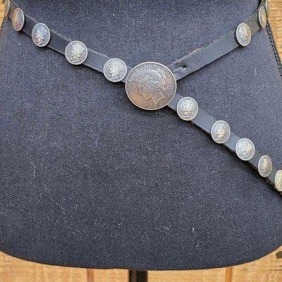 #1558 • Mercury Dime Belt with Silver Peace Dollar Buckle
