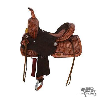 #5006 • NEW!!! 13" Seat Double T Tooled Youth Barrel Saddle
