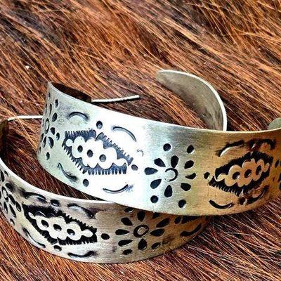#1234 • Native American Sterling Silver Hoop Earrings, 20.41g
