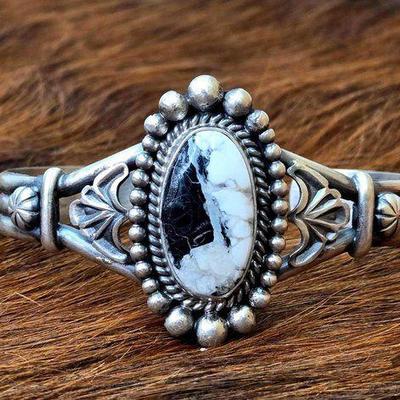 #1332 • Jimmy Lee White Buffalo Sterling Silver Cuff
