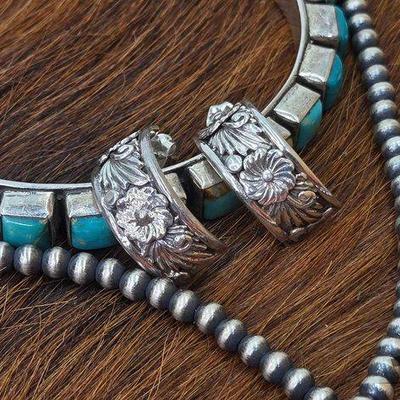 #1374 • Engraved Sterling Silver Hoop Earrings
