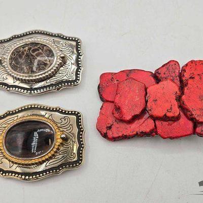 #1598 • (3) Vintage Western Style Belt Buckles
