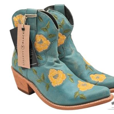 #2014 • NEW!!! Liberty Black Adela Rose Embroidered Booties
