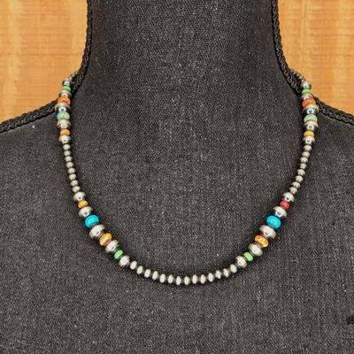 Sale Photo Thumbnail #80: #1268 • Multi-Color Navajo Pearl Necklace , 16.90g
