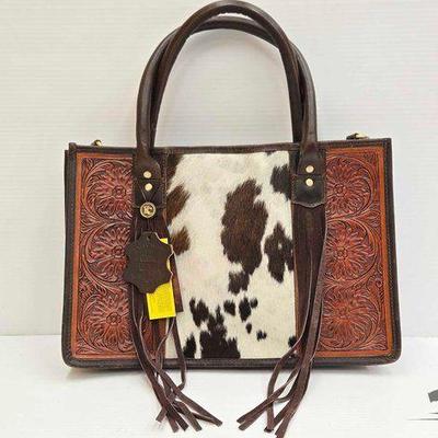 #5306 • NEW!!! Klassy Cowgirl Tooled & Cowhide Hangbag
