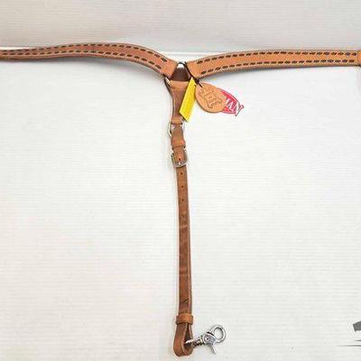 #5208 • NEW!!! Showman Harness Leather Breast Collar with Dark Brown Buckstitch Trim
