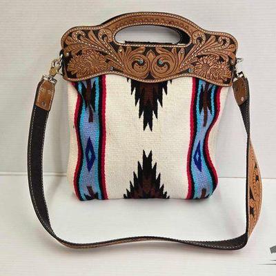 #5310 • NEW!!! Showman Tooled Handle & Saddle Blanket Handbag
