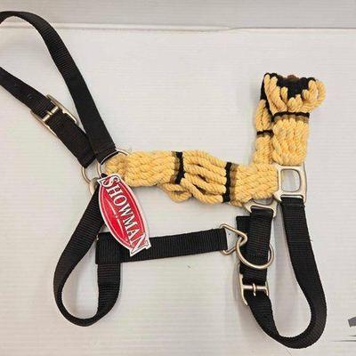#5202 • NEW!!! Showman Cream Mohair Wool Bronc Halter with Southwest Design
