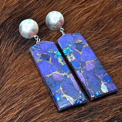 #1310 • Mohave Turquoise Slab Earrings
