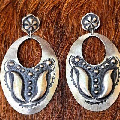 #1220 • Leander Jahe Native American Sterling Silver Dreamy Dangle Earrings

