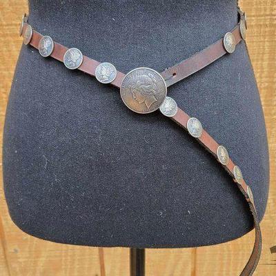 #1556 • Mercury Dime Belt with Silver Peace Dollar Buckle
