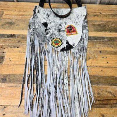 #122 • HANDMADE CUSTOM Cowhide & Patches Cross Body Purse
