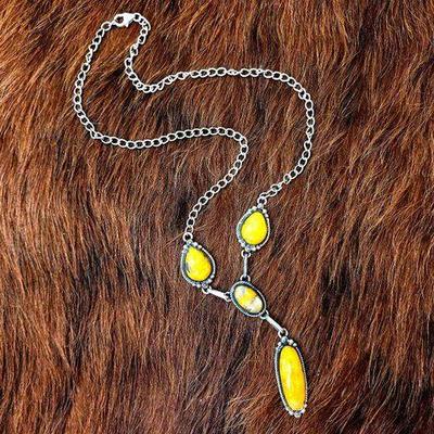 #1124 • Hespera Native American Sterling Silver Bumblebee Jasper Necklace - Artist Stamped
