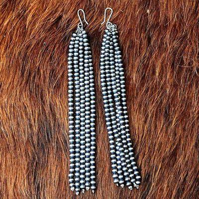#1210 • Native American Sterling Silver Hand Made Navajo Pearl Earrings
