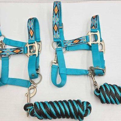 #5250 • NEW!!! (2) Aztec Print Nylon Pony Halter & Lead Ropes
