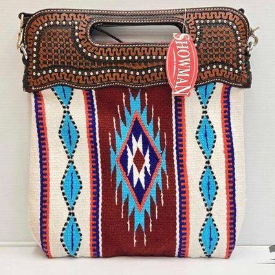 #5316 • NEW!!! Showman Tooled Handle & Saddle Blanket Handbag
