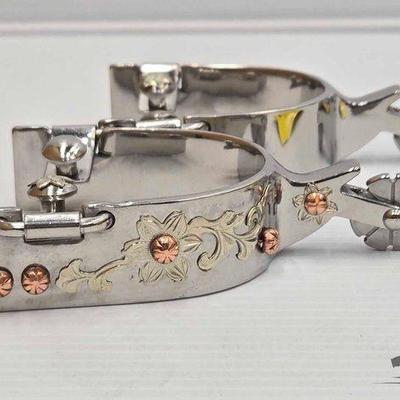 #5406 • NEW!!! Showman Ladies Stainless Steel Spurs with Copper Studs
