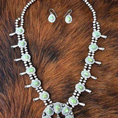 #1018 • Thomas Francisco Native American Turquoise Sterling Silver Squash Blossom
