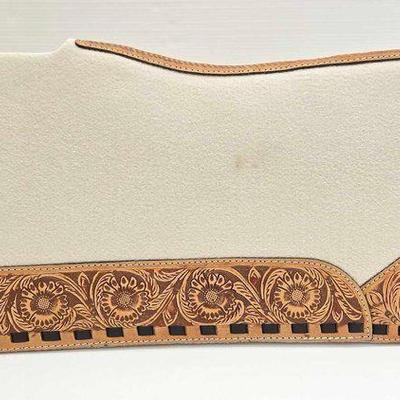 #5104 • NEW!!! 1" Thick White Felt Bottom Tooled Saddle Pad
