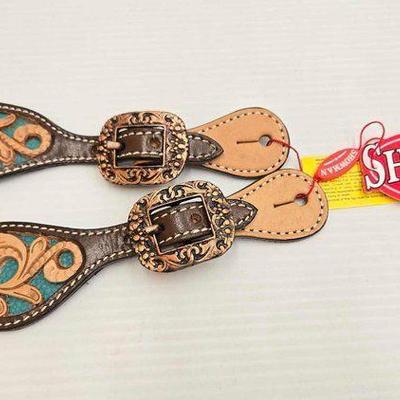 #5408 • NEW!!! Showman Youth Dark & Light Leather Spur Straps
