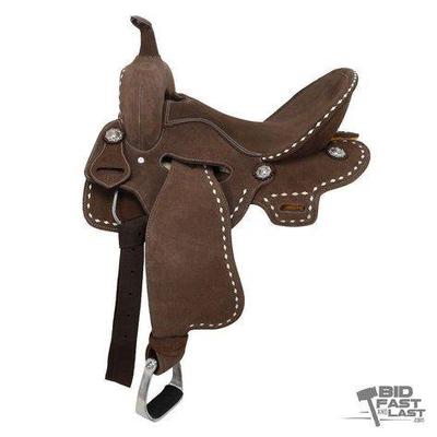 #5002 • NEW!!! 14" Seat Double T Roughout Youth Barrel Saddle
