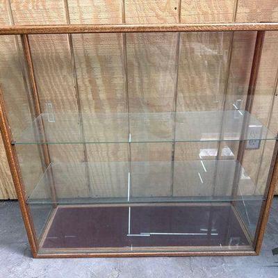 #6004 • Antique Glass Display Case with Sliding Doors
