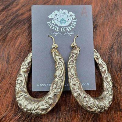 #1412 • Hippie Cowgirl Couture Floral Hoop Earrings, 21.91g
