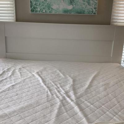 SOLD $350 king size bed (mattress included with cover and bed skirt) 48"headboard