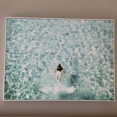 SOLD $48 girl swimming decor 30"H 40"L