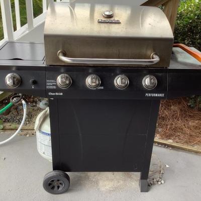SOLD $75 Char Broil gas grill with tank and cover