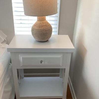 SOLD both $65 each-2 white, one drawer & shelf nightstands 29"H 23"L 13"depth