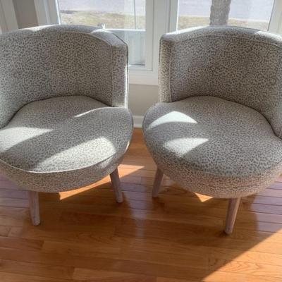 SOLD $99 each -2 barrel chairs 29"H 28"L 28"depth (pillows not included)