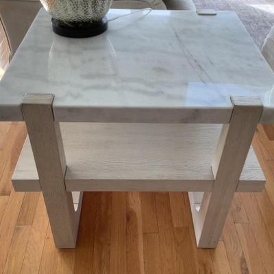$120 faux marble top 2 tier table 24"H 28" x 24"