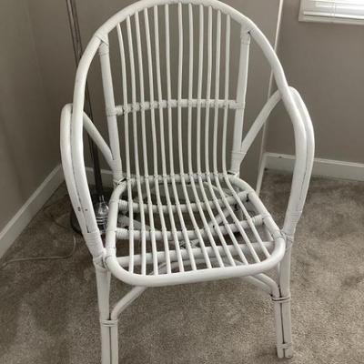 SOLD $65 white rattan chair 33"H 23"L 24"depth