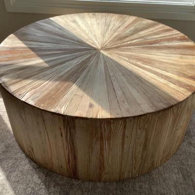 SOLD $295 wooden coffee table made in India 47"diameter 18"H 