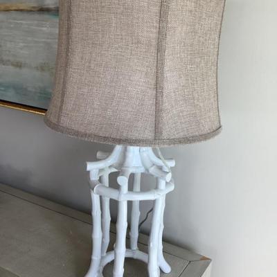 Sale Photo Thumbnail #44: SOLD $52 bamboo look lamp 29"H 13"dia