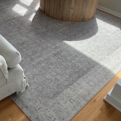 SOLD $125 Livabliss grey rug with pad 9'1" x 12' (two rugs in this sale)