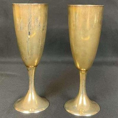 Pair of boardman sterling goblets engraved