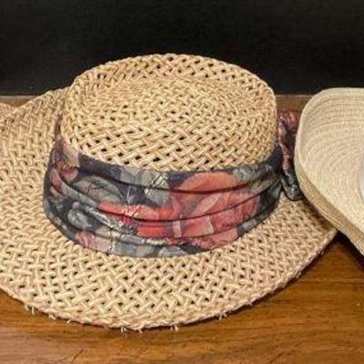 Set of three stylish straw hats