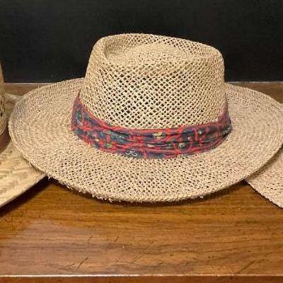 Set of three vintage straw hats