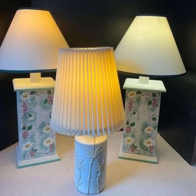 Set of three table lamps