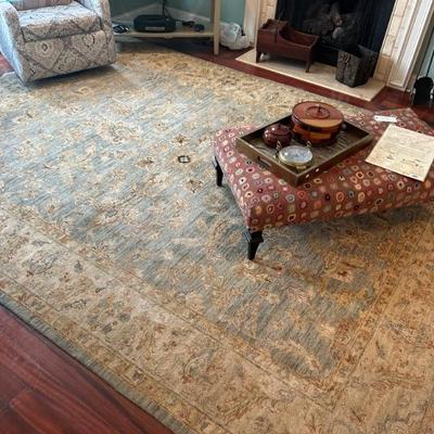12x9 massive hand -knotted Oushak carpet. Mostly likely made in Iran or Turkey. In fabulous condition. 
