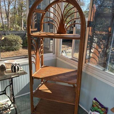 Vintage 1970s real bamboo etagere 