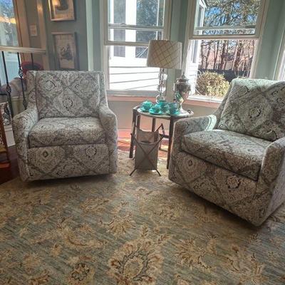 Pair of Swivel club chairs 