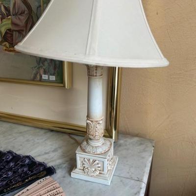 Pair of boudoir porcelain lamps. Old 