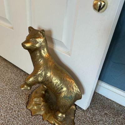 Solid brass bear door stopper 