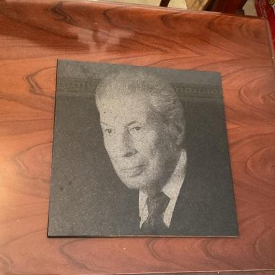 Artist Cisneros etched in stone -12x12