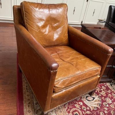 Custom made leather chair with studs 24x34