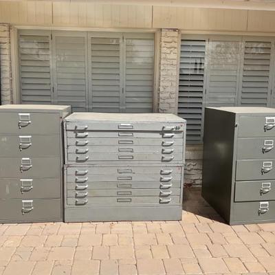 3 filing cabinets fire proof & very heavy 28x45x33 & 47x41x33