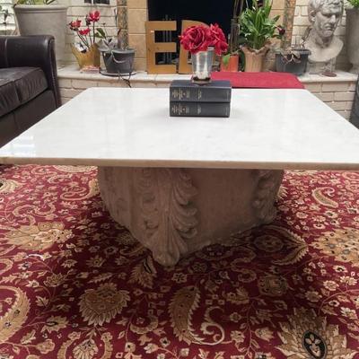 Marble top on cement bottom coffee table-40x42xx19